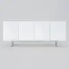 Modern 180 cm Glossy White Wood Sideboard with Cabinets & Adjustable Shelves – Buffet Kitchen Cabinet