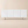 Modern 180 cm Glossy White Wood Sideboard with Cabinets & Adjustable Shelves – Buffet Kitchen Cabinet