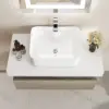Modena 100 cm Floating Single Bathroom Vanity with Sink, Sintered Stone Top – Natural