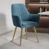 Modern Dining Chair Blue Velvet Upholstered Dining Chairs With Arms 2 Pieces