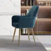 Modern Dining Chair Blue Velvet Upholstered Dining Chairs With Arms 2 Pieces
