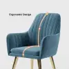 Modern Dining Chair Blue Velvet Upholstered Dining Chairs With Arms 2 Pieces