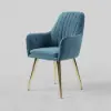 Modern Dining Chair Blue Velvet Upholstered Dining Chairs With Arms 2 Pieces