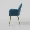 Modern Dining Chair Blue Velvet Upholstered Dining Chairs With Arms 2 Pieces