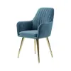 Modern Dining Chair Blue Velvet Upholstered Dining Chairs With Arms 2 Pieces