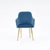 Modern Dining Chair Blue Velvet Upholstered Dining Chairs With Arms 2 Pieces