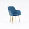 Modern Dining Chair Blue Velvet Upholstered Dining Chairs With Arms 2 Pieces