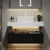 Modena 90 cm Floating Single Bathroom Vanity with Sink, Sintered Stone Top