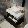 Modena 90 cm Floating Single Bathroom Vanity with Sink, Sintered Stone Top