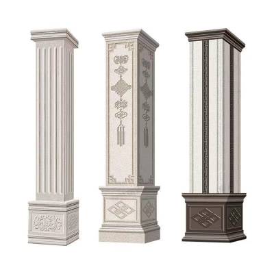 Stone Look Roman Column Tiles for Villa Facades, Gates and Boundary Walls, Marble Look Pillar Tiles