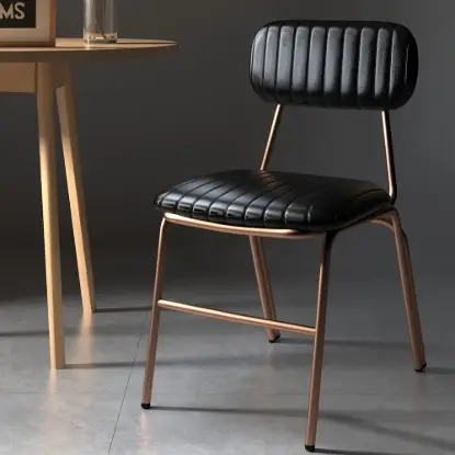 Picture of Modern Black Faux Leather Upholstered Dining Chair, 2 Pieces