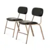Modern Black Faux Leather Upholstered Dining Chair, 2 Pieces