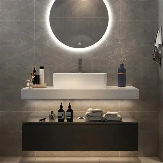 Modena 100 cm Floating Single Bathroom Vanity with Sink, Sintered Stone Top – Black
