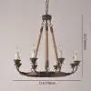 Candlely Rustic Iron Flaxen Hemp Rope & Metal 8-Light Round Candelabra Chandelier Rust