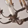 Candlely Rustic Iron Flaxen Hemp Rope & Metal 8-Light Round Candelabra Chandelier Rust