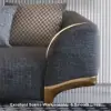 2200mm Grey 3-Seat Cotton & Linen Upholstered Sofa with Pillows Gold Legs