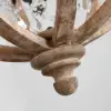 Retro Rustic Weathered Wooden Globe Caged Rust Metal Scroll Crystal 5-Light Chandelier