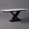 1800mm Modern Extendable White Sintered Stone Dining Table with Leaf X-Base 4-6 Seater
