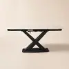 1800mm Modern Extendable White Sintered Stone Dining Table with Leaf X-Base 4-6 Seater