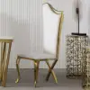 White Upholstered Dining Chairs (Set of 2) Stainless Steel Side Chair with Gold Legs