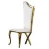White Upholstered Dining Chairs (Set of 2) Stainless Steel Side Chair with Gold Legs