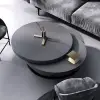 Modern 80 cm Round Swivel Wood Coffee Table with Storage
