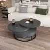 Modern 80 cm Round Swivel Wood Coffee Table with Storage