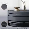 Modern 80 cm Round Swivel Wood Coffee Table with Storage