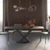 1800mm Modern Expandable Grey Sintered Stone Dining Table with Leaf X-Base 4-6 Person