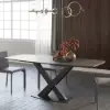 1800mm Modern Expandable Grey Sintered Stone Dining Table with Leaf X-Base 4-6 Person