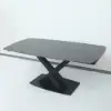 1800mm Modern Expandable Grey Sintered Stone Dining Table with Leaf X-Base 4-6 Person
