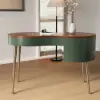 Mid-Century Modern Curved Office Desk Computer Desk with Shelf & Storage