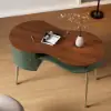 Mid-Century Modern Curved Office Desk Computer Desk with Shelf & Storage