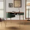 Mid-Century Modern Curved Office Desk Computer Desk with Shelf & Storage
