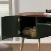 Mid-Century Modern Curved Office Desk Computer Desk with Shelf & Storage