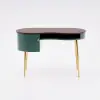 Mid-Century Modern Curved Office Desk Computer Desk with Shelf & Storage