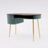 Mid-Century Modern Curved Office Desk Computer Desk with Shelf & Storage