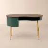 Mid-Century Modern Curved Office Desk Computer Desk with Shelf & Storage