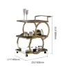 Rolling 3-Tier on Wheel Bar Cart with Handle in Black & Brushed Gold Style A