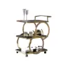 Rolling 3-Tier on Wheel Bar Cart with Handle in Black & Brushed Gold Style A