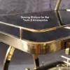 Rolling 3-Tier on Wheel Bar Cart with Handle in Black & Brushed Gold Style A