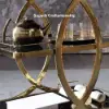 Rolling 3-Tier on Wheel Bar Cart with Handle in Black & Brushed Gold Style A