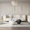 Modern 46 cm Round Gray Sintered Stone Leather Drum Coffee Table