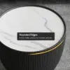 Modern 46 cm Round Gray Sintered Stone Leather Drum Coffee Table