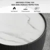 Modern 46 cm Round Gray Sintered Stone Leather Drum Coffee Table
