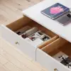1000mm Modern White Floating Desk with Drawers Wall Mounted Desk in Pine Wood Frame