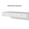 1000mm Modern White Floating Desk with Drawers Wall Mounted Desk in Pine Wood Frame