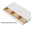 1000mm Modern White Floating Desk with Drawers Wall Mounted Desk in Pine Wood Frame