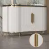 White Luxury 2-Door Sideboard Buffet Sintered Stone Top Modern Sideboard Cabinet in Gold
