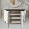 White Luxury 2-Door Sideboard Buffet Sintered Stone Top Modern Sideboard Cabinet in Gold